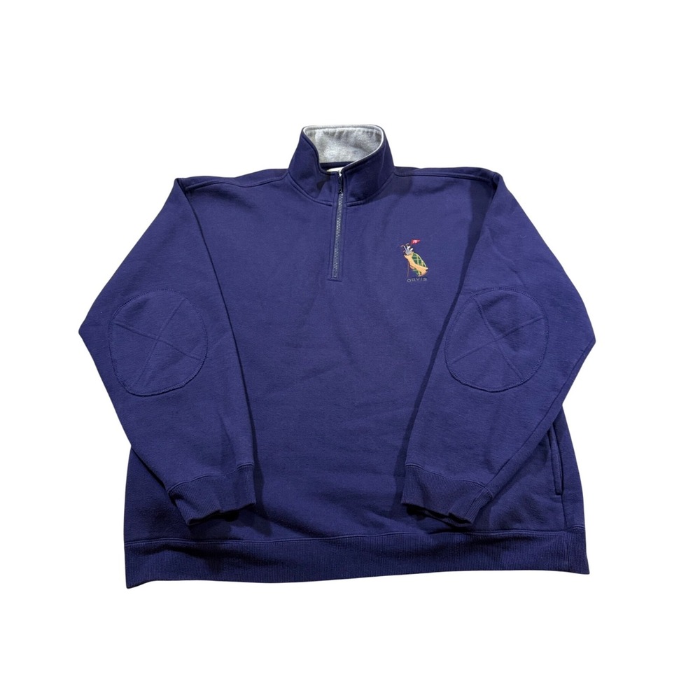 Orvis Golf Embroidered Quarter Zip Sweater Elbow Patch Preppy Grandpacore XL